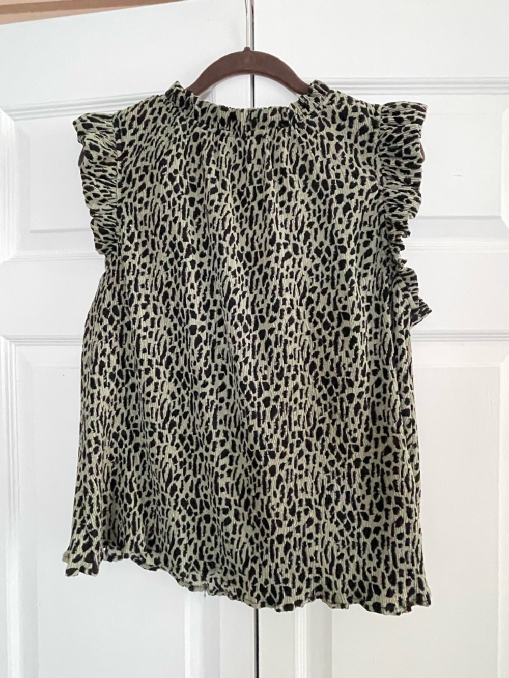Fate Leopard Print Ruffle Sleeve Camisole - Black on Cream